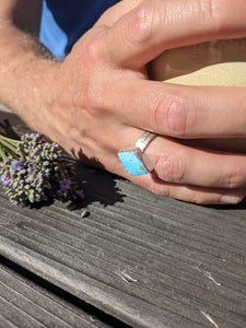 Turquoise Silver Ring: Blue Gem